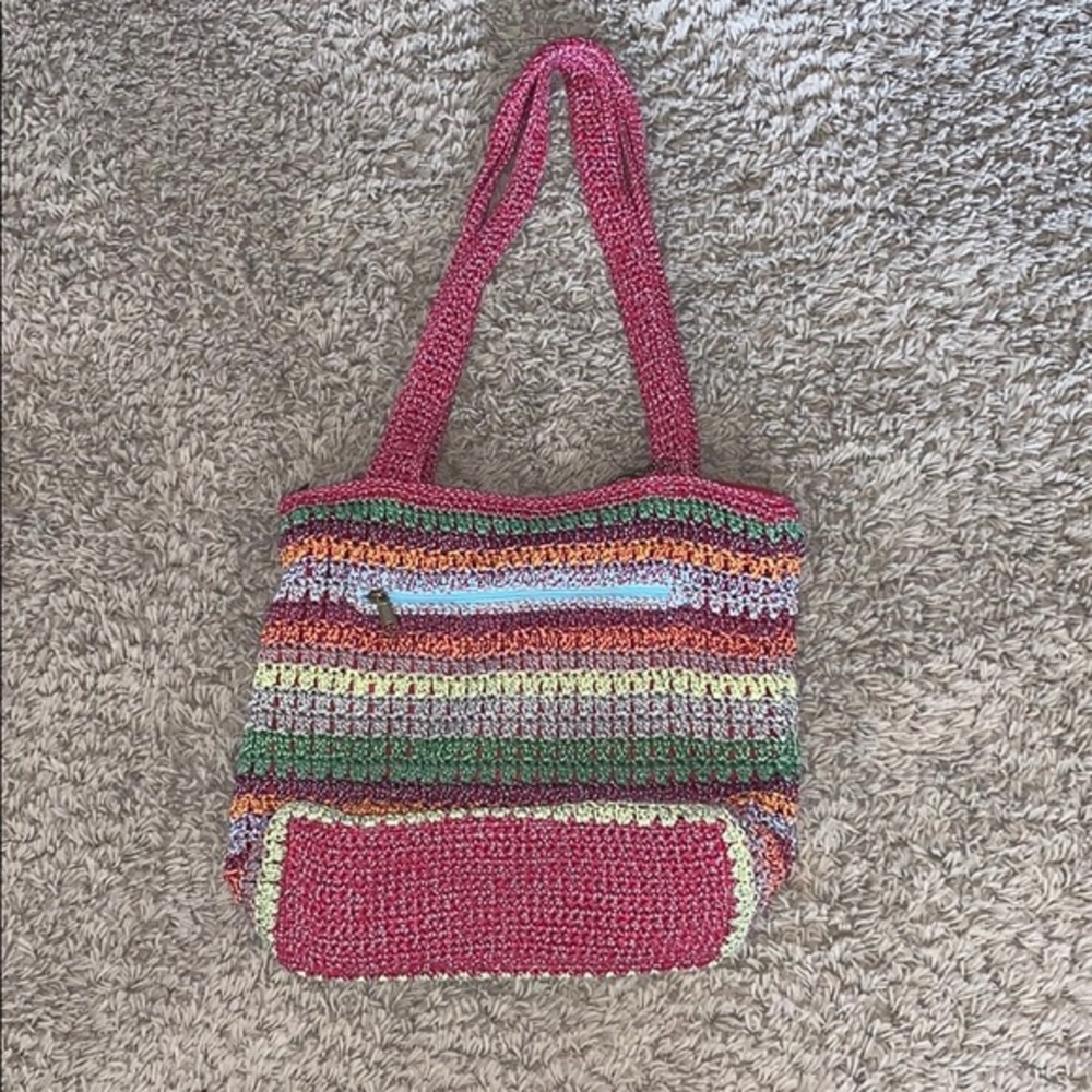 the SAK Rainbow crochet shoulder bag purse